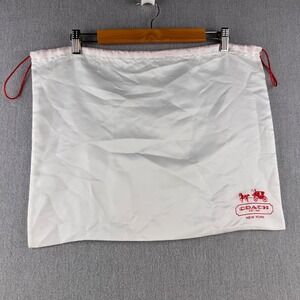 Coach White Satin Drawstring Dust Bag Storage Pouch 19x15 Y2K Vintage